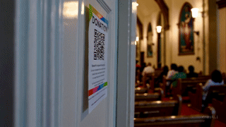A QR code on a Donation Poster in a Church