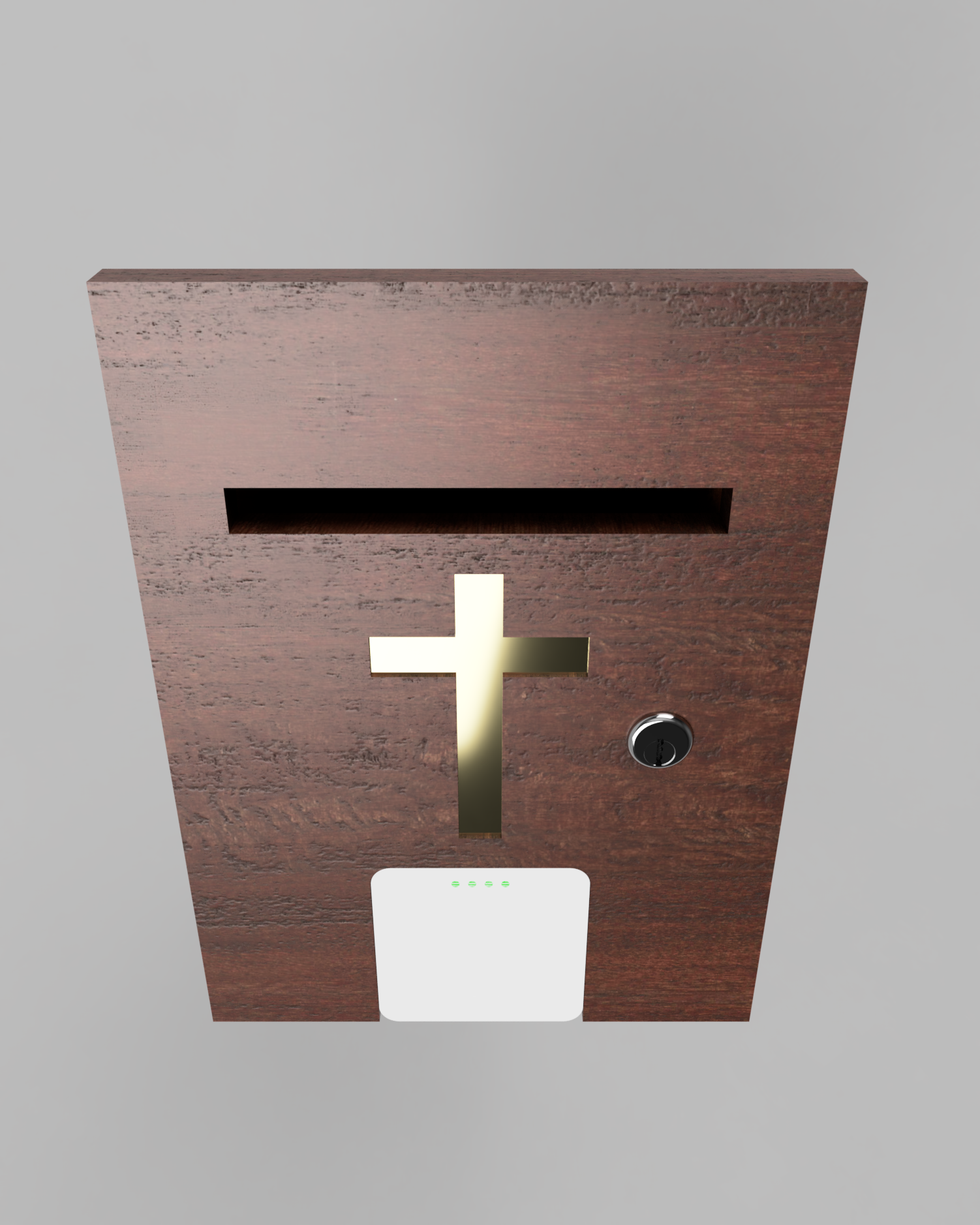 Wood Card Reader Donation Box Top Close View