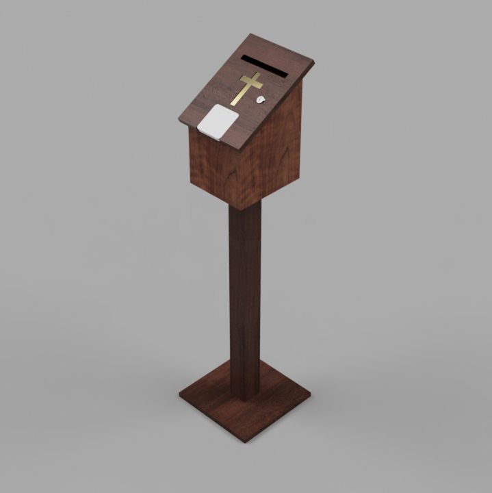 Wood Card Reader Donation Box Full View