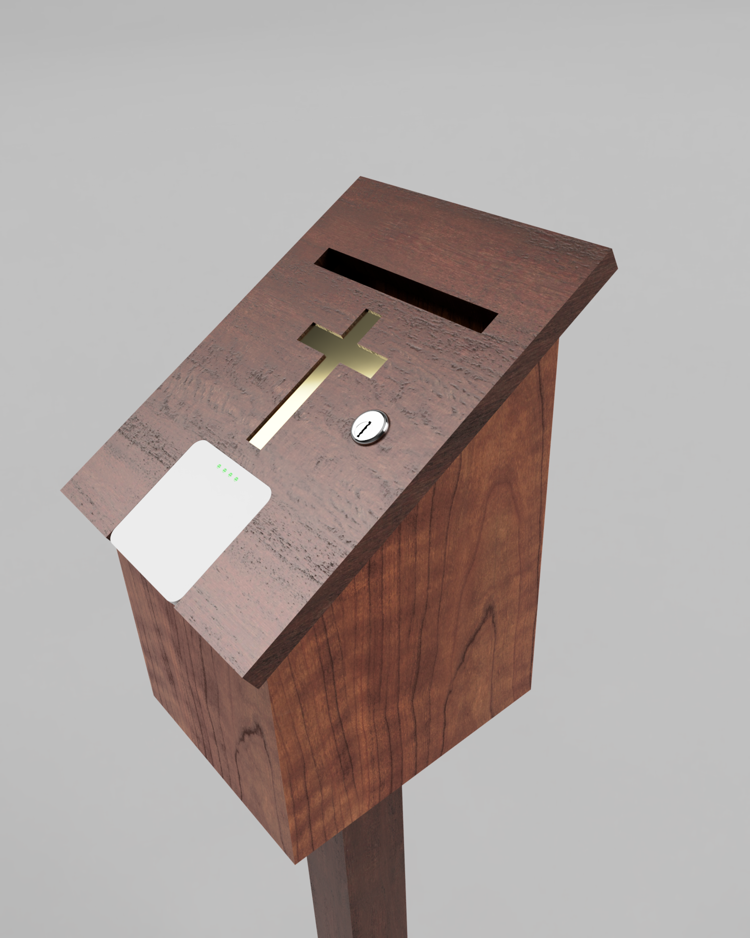 Wood Card Reader Donation Box Lockbox Close Up