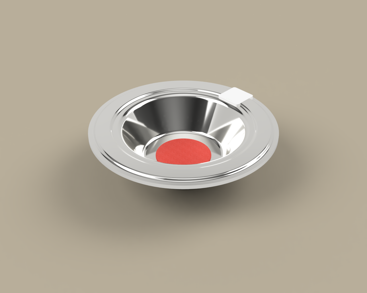 Silver Card Reader Offering Plate with Red Fabric - Top View