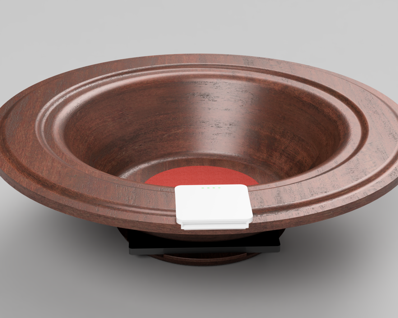 Dark Wood Card Reader Offering Plate with Red Fabric