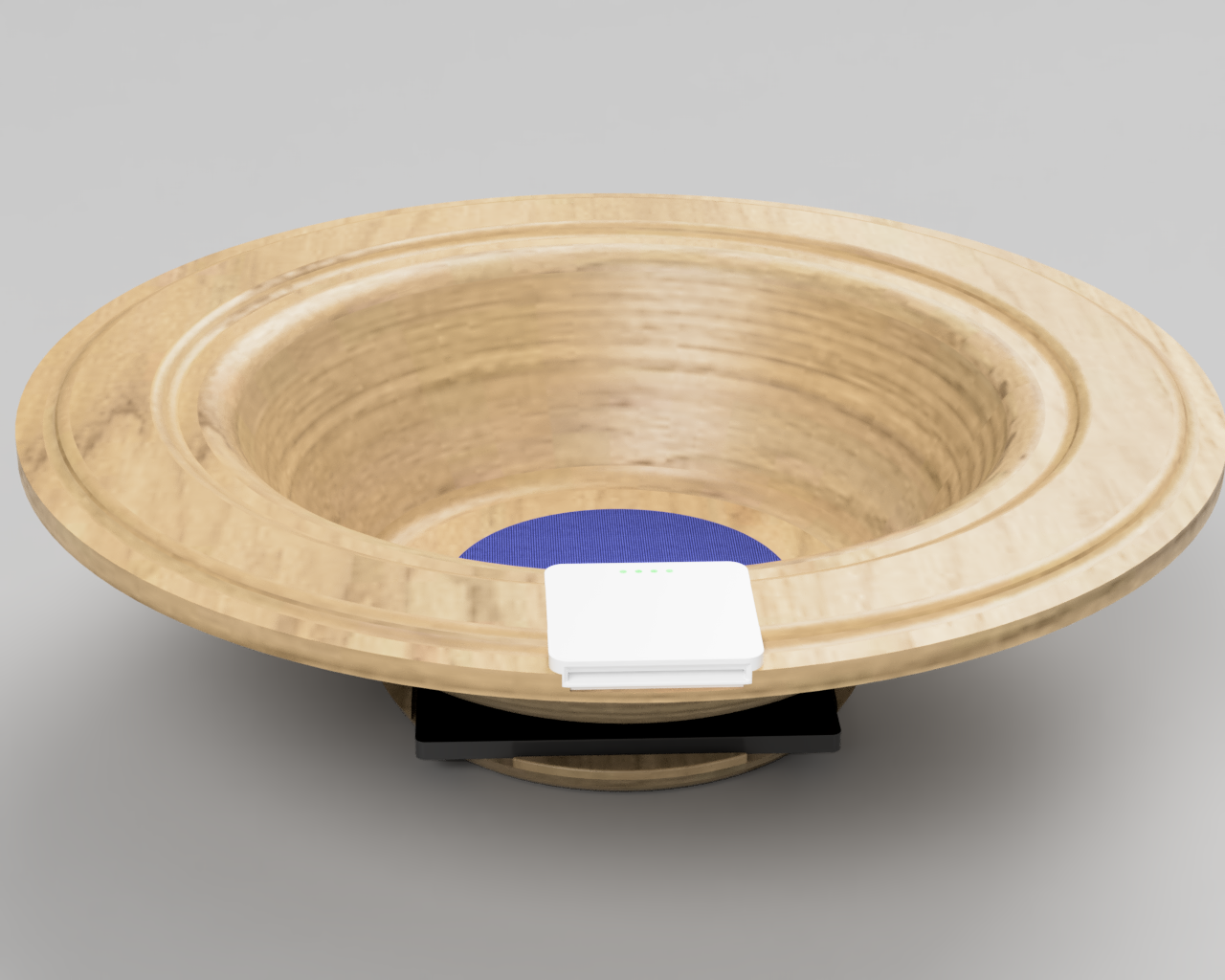 Light Wood Card Reader Offering Plate with Blue Fabric