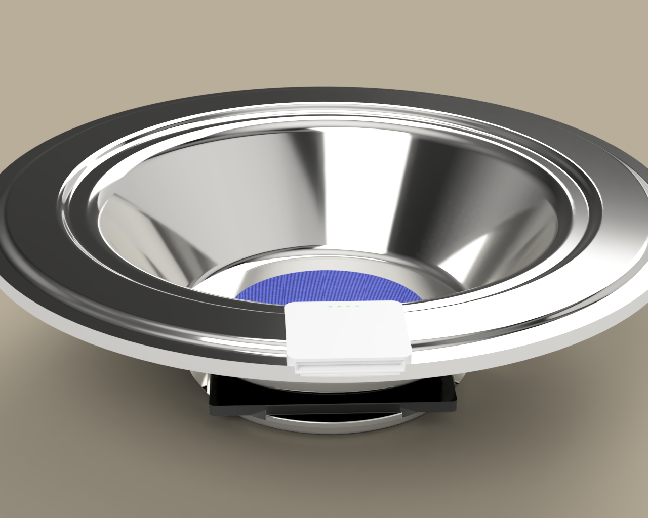 Silver Card Reader Offering Plate with Blue Fabric